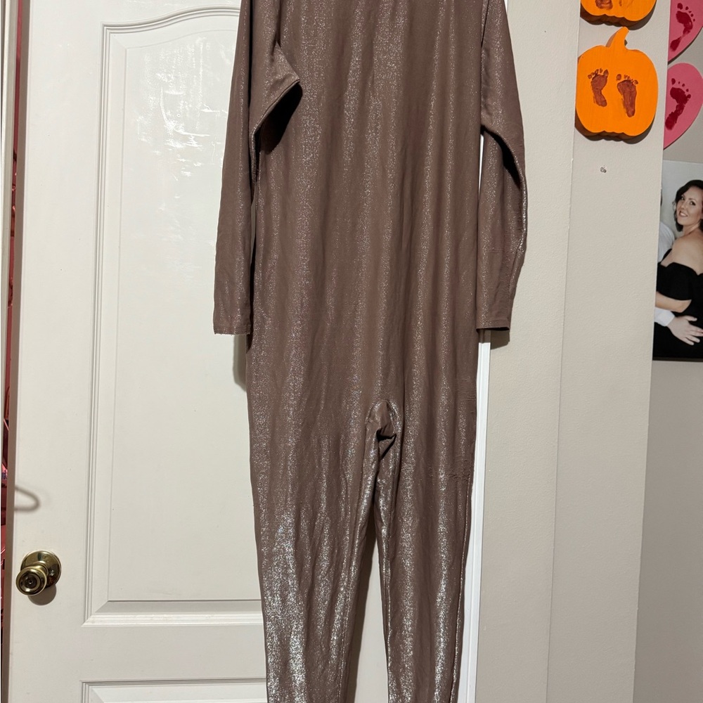 Brown Shiny Full-Length Jumpsuit